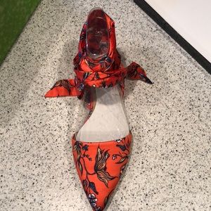 Sam Edelman brandie orange ankle tie flats